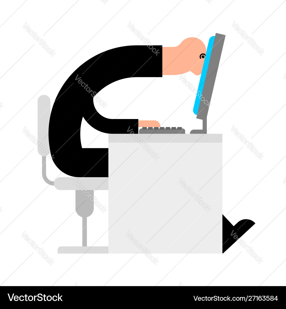 Man Working on Computer Monitor vector image