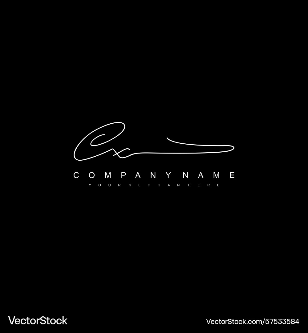 Minimal signature logo design with cx initials Minimal signature logo design with cx initials Vector Image