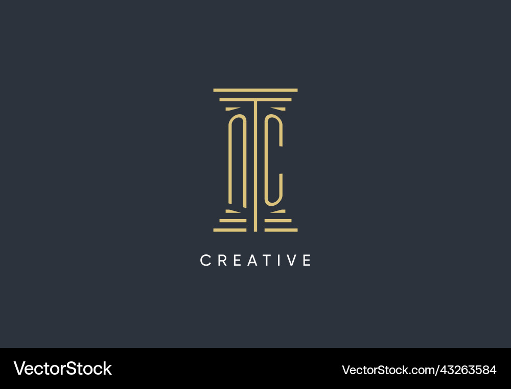 Nc initial monogram with pillar shape logo design Vector Image