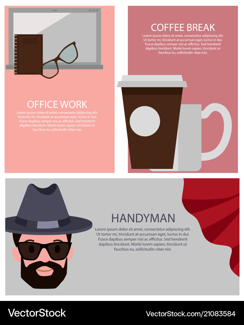 Office work and break set Office work and break set vector image