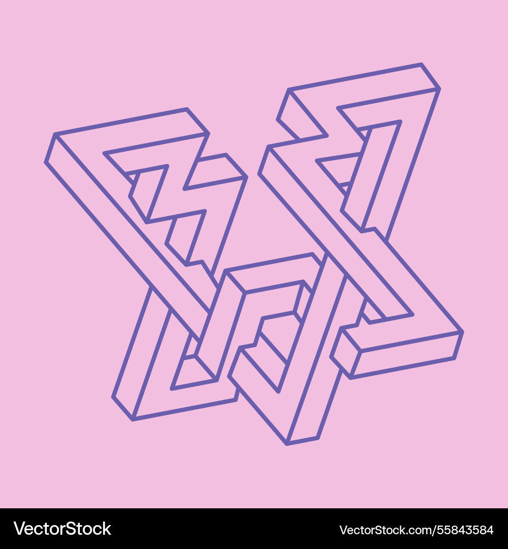 Optical illusion shape unreal geometric object Optical illusion shape unreal geometric object vector image