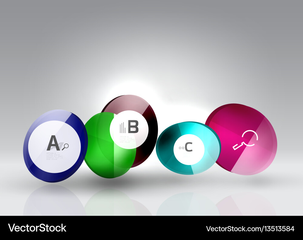 Shiny circles with text in 3d space Shiny circles with text in 3d space vector image