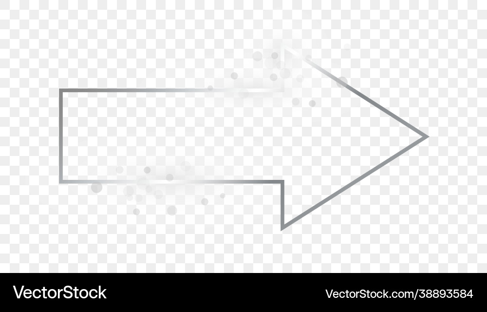 Silver glowing arrow shape frame with sparkles Silver glowing arrow shape frame with sparkles vector image