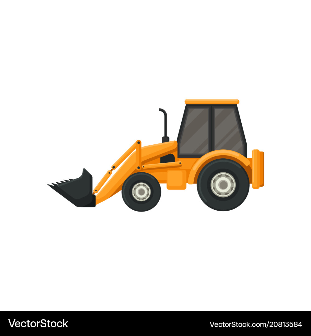 Yellow tractor with bucket front-end loader Yellow tractor with bucket front-end loader vector image