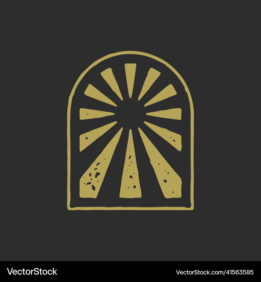 Abstract spiritual symbol antique golden sun light Abstract spiritual symbol antique golden sun light vector image