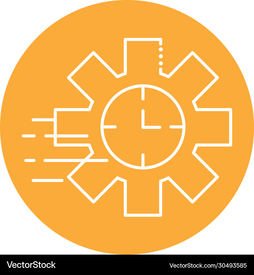 Clock in gear shape block line style icon vector image