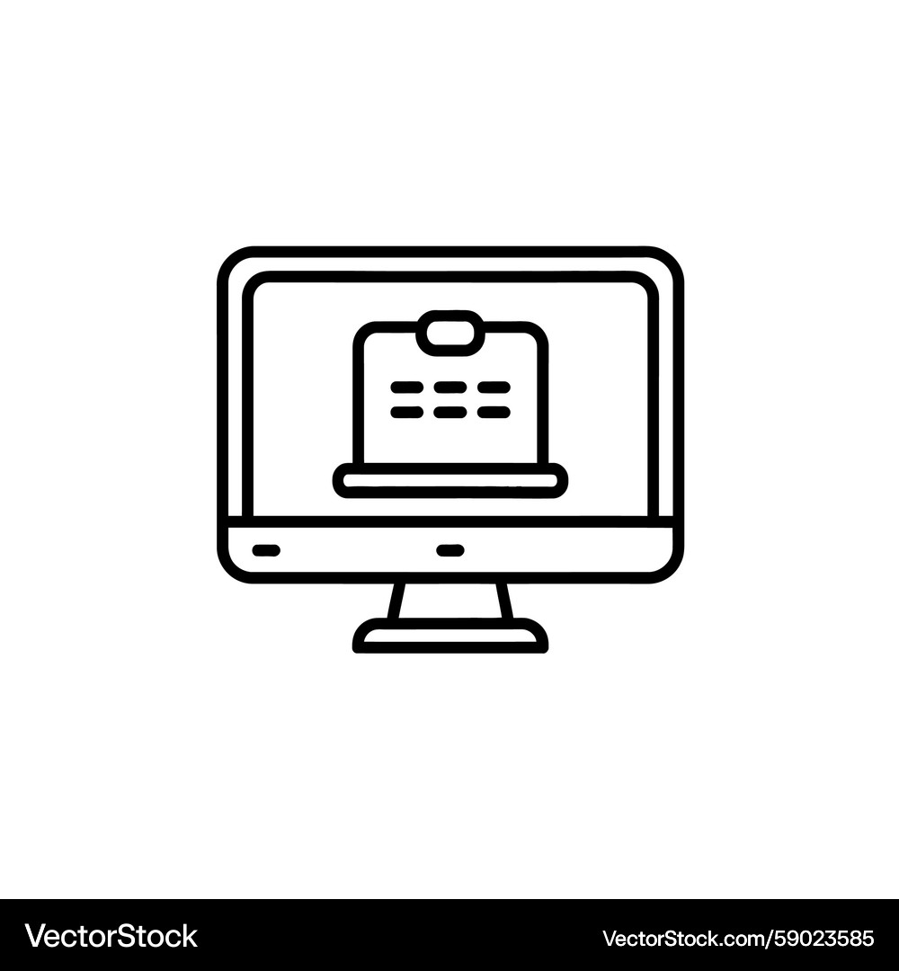 Computer displaying document outline represents Vector Image