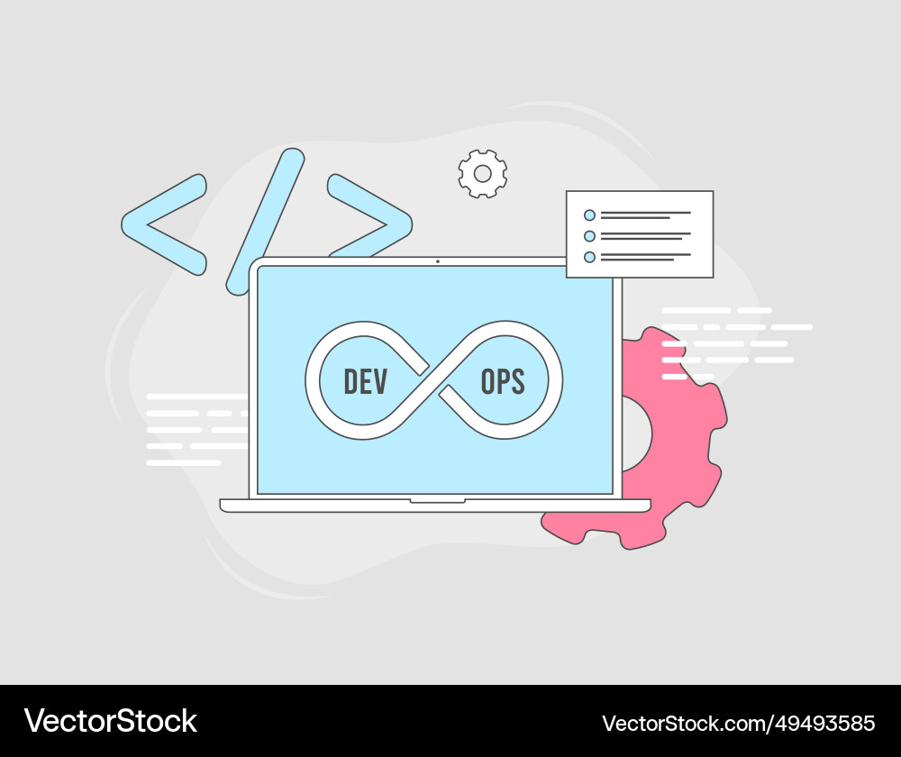 Devops web concept collaboration in software Devops web concept collaboration in software vector image