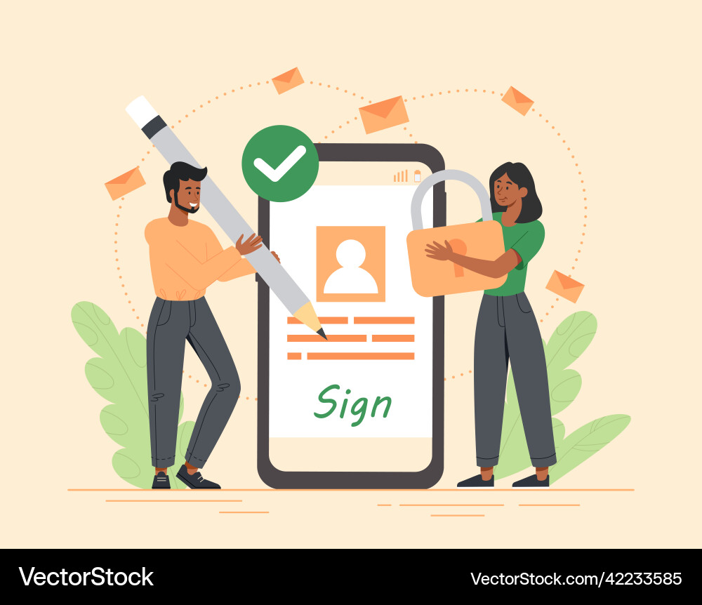 Digital Signature & Data Security vector image