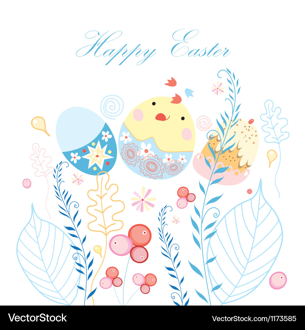 Easter postcard with chicken Vector Image