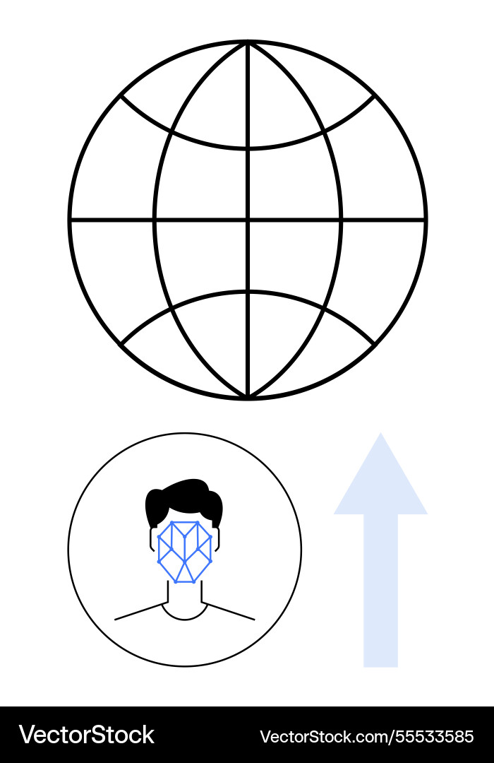 Global communication and face recognition vector image