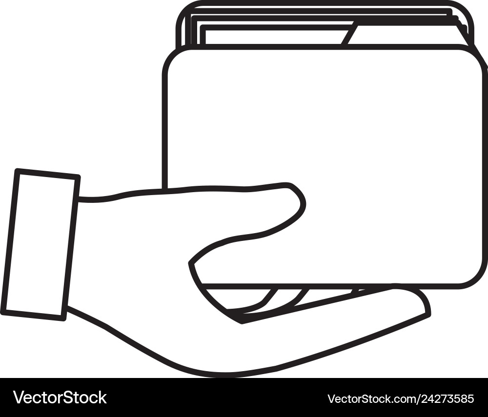 Hand with file folder Hand with file folder Vector Image