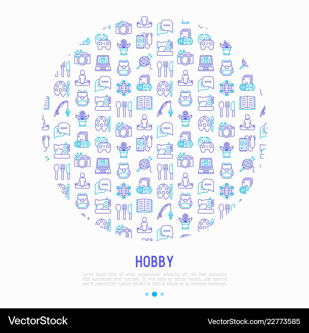 Hobby concept in circle with thin line icons Hobby concept in circle with thin line icons vector image