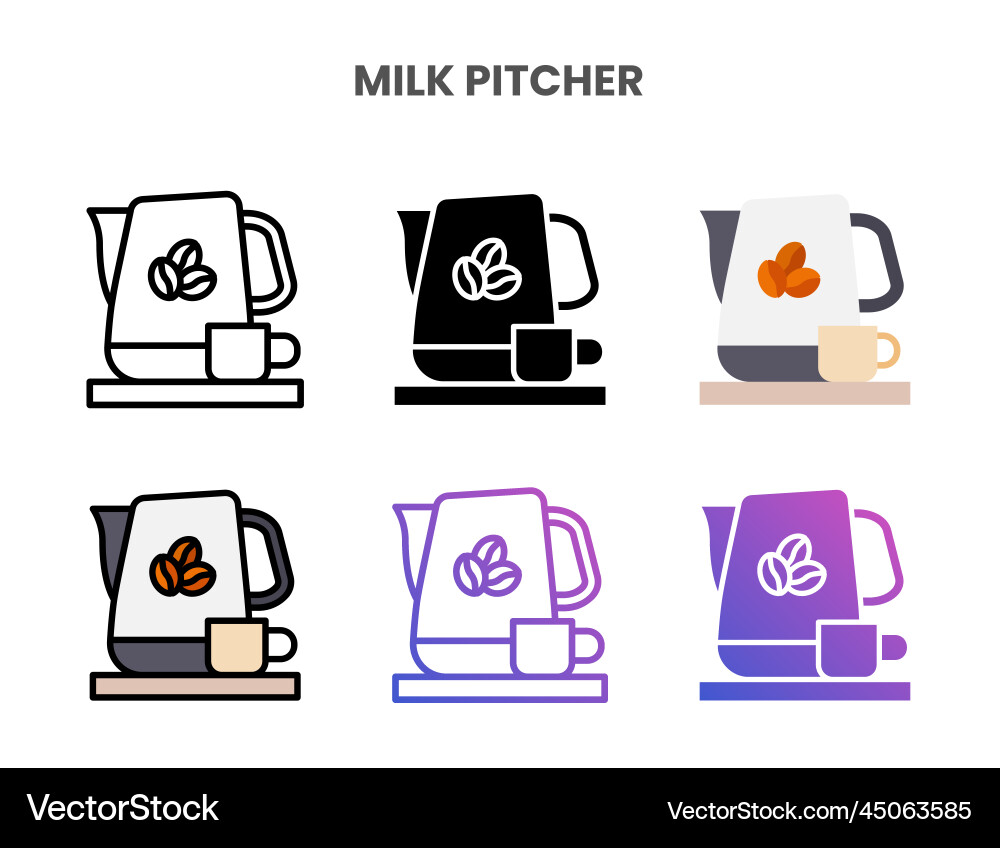 Milk pitcher icons set with different styles Milk pitcher icons set with different styles vector image