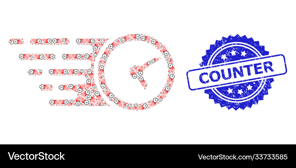 Scratched counter watermark and recursion clock Scratched counter watermark and recursion clock vector image