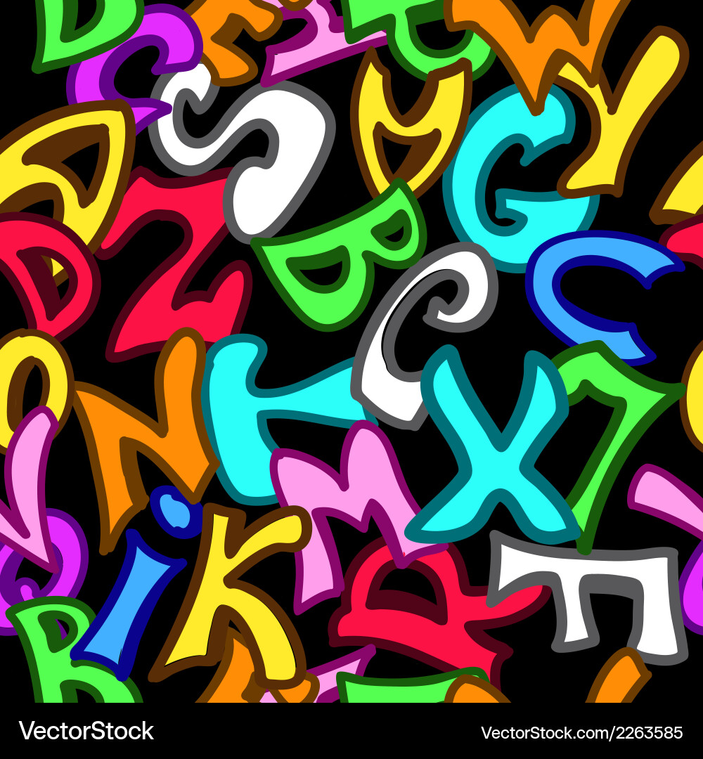 Seamless pattern with letters in graffiti style vector image