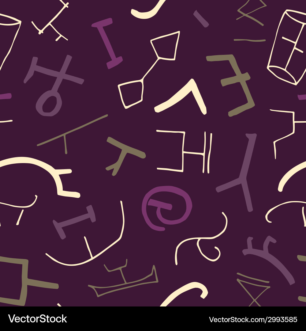 Seamless texture with ancient elements on dark Vector Image