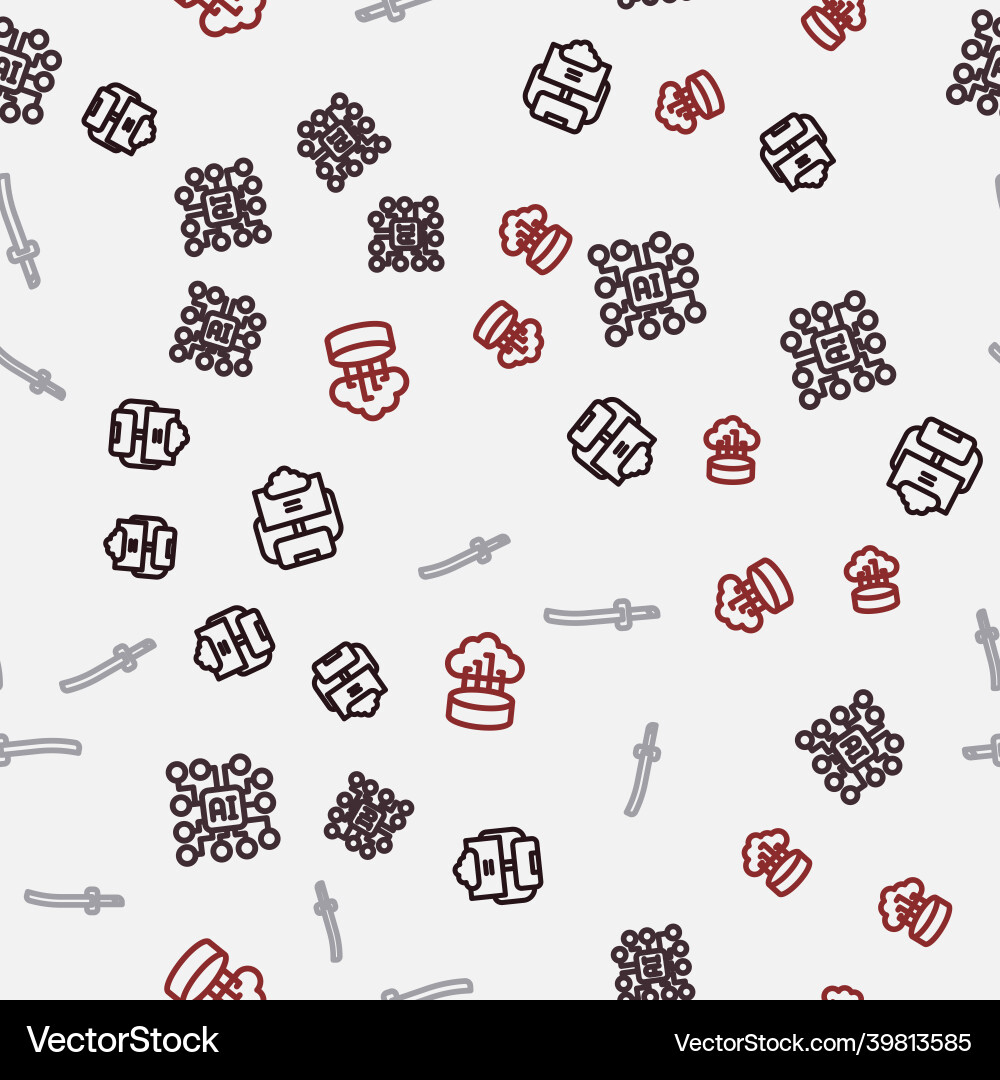 Set line cloud database neural network katana Set line cloud database neural network katana vector image