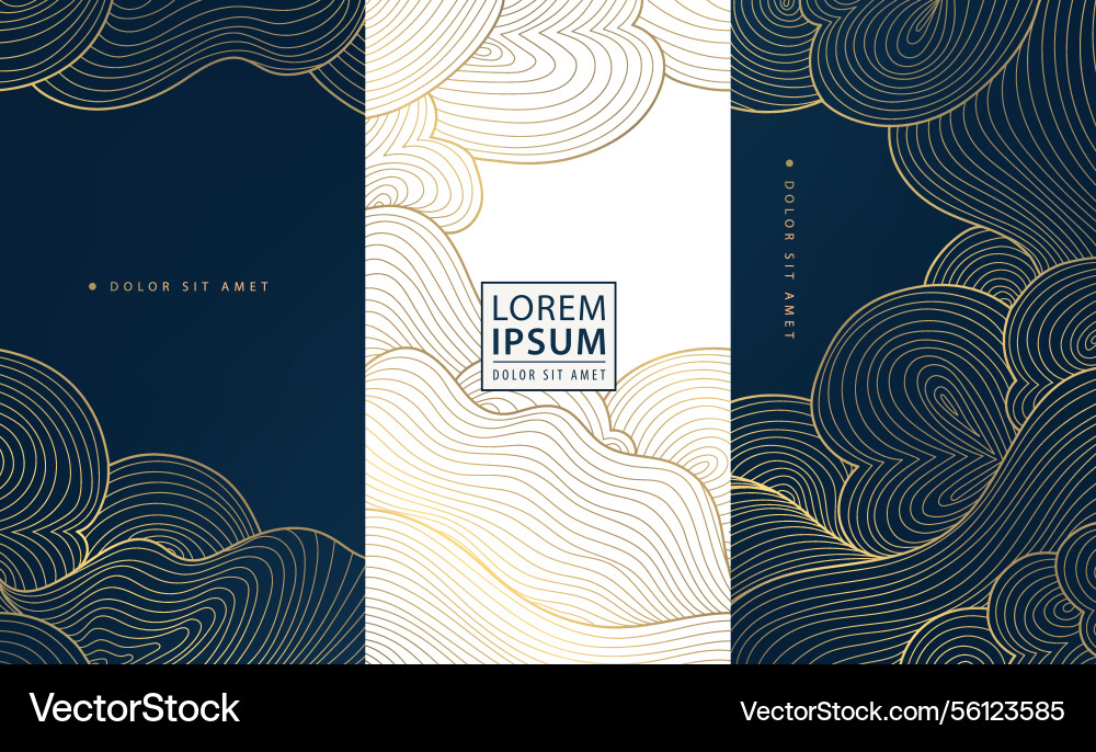 Set of line cloud golden patterns chinese vector image