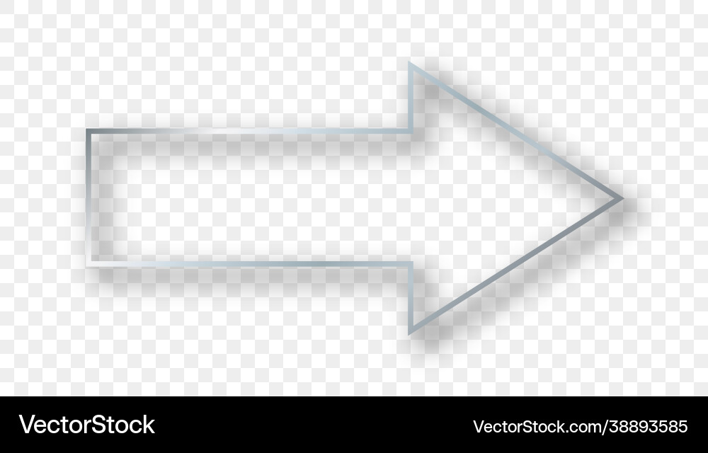Silver glowing arrow shape frame with shadow Silver glowing arrow shape frame with shadow vector image