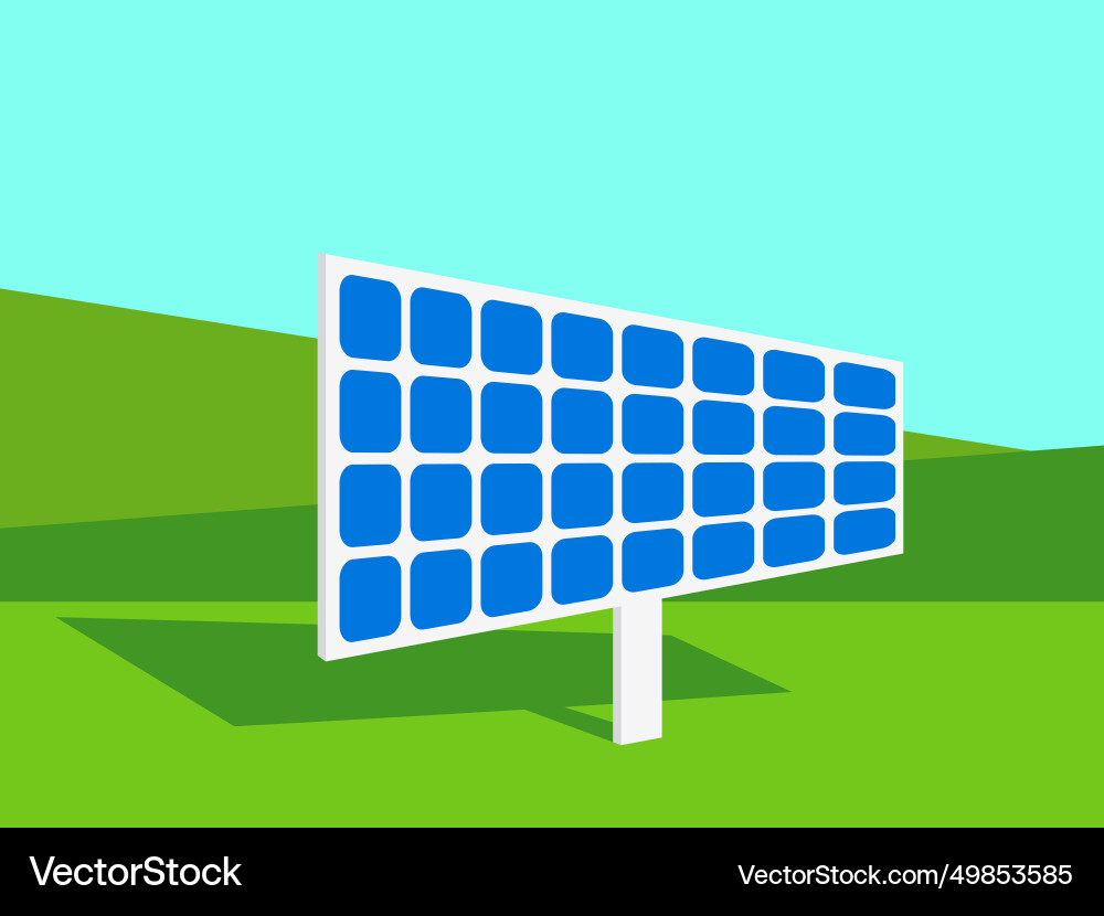 Solar panel on a green field landscape Solar panel on a green field landscape vector image