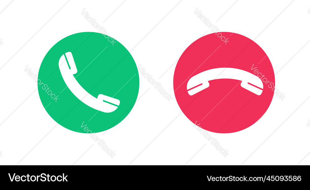 Answer decline phone call hang up red green Answer decline phone call hang up red green Vector Image