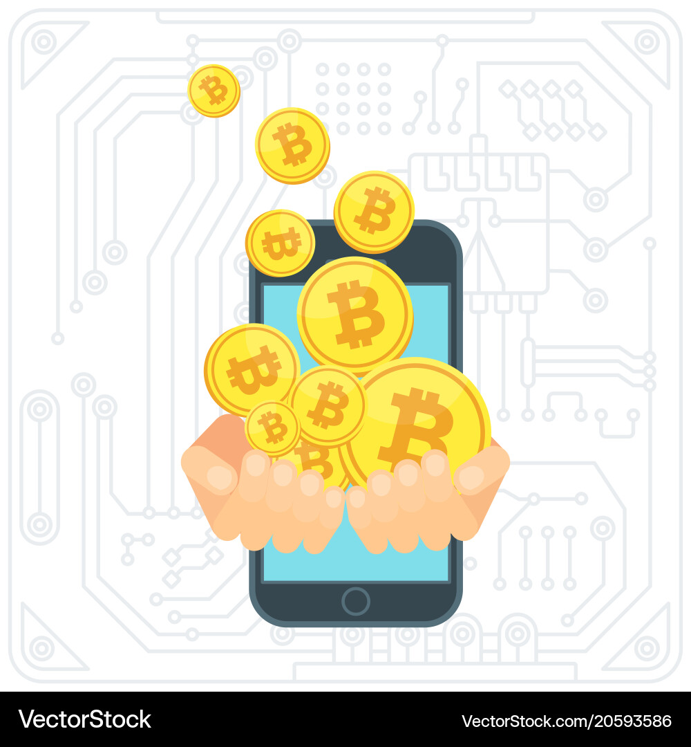 Bitcoin mining concept Vector Image