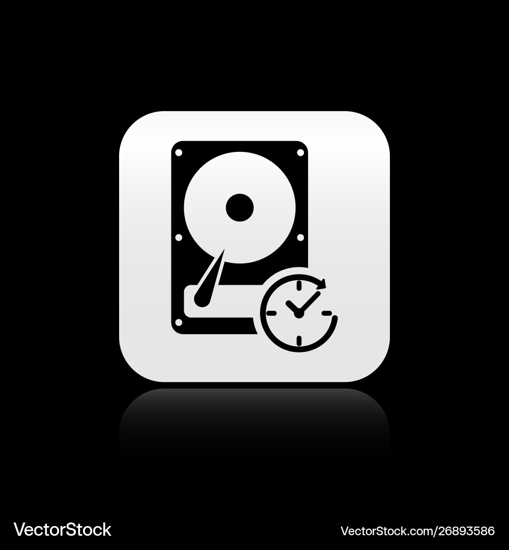 Black hard disk drive with clockwise sign data Black hard disk drive with clockwise sign data vector image
