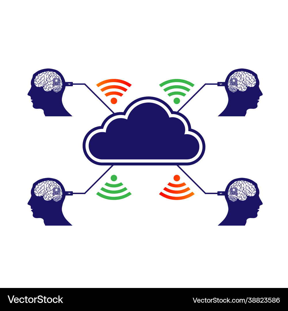 Brain in head cloud connection error vector image