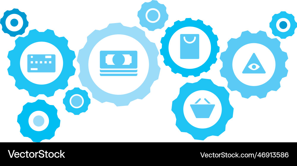 Connected gears and icons for logistic service Connected gears and icons for logistic service Vector Image