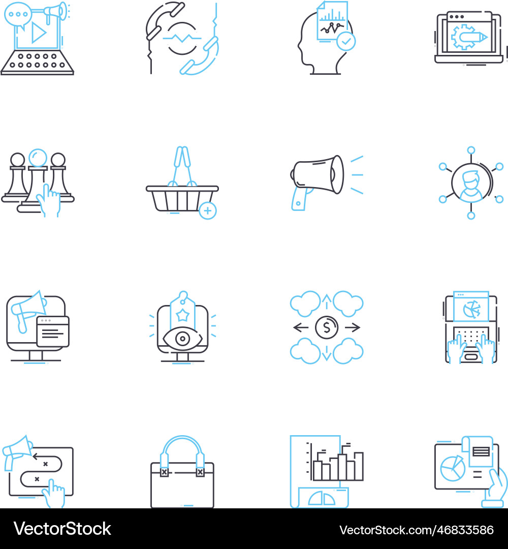 Content optimization linear icons set keywords Vector Image