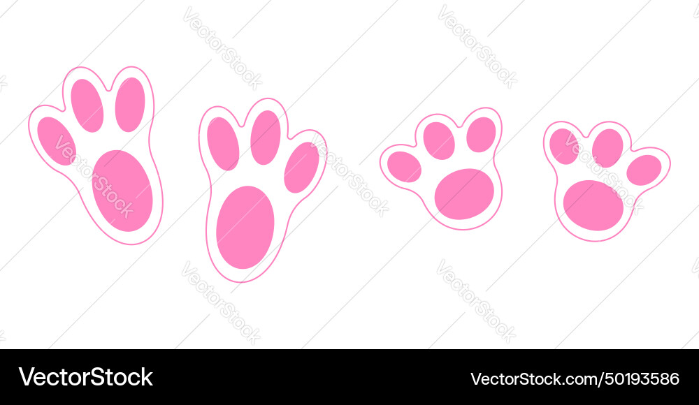Cute pink bunny feet print rabbit paws step Vector Image
