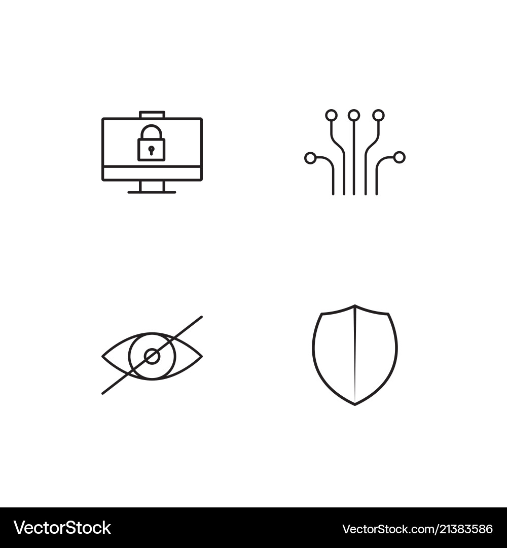 Cyber security linear icons set simple outline vector image