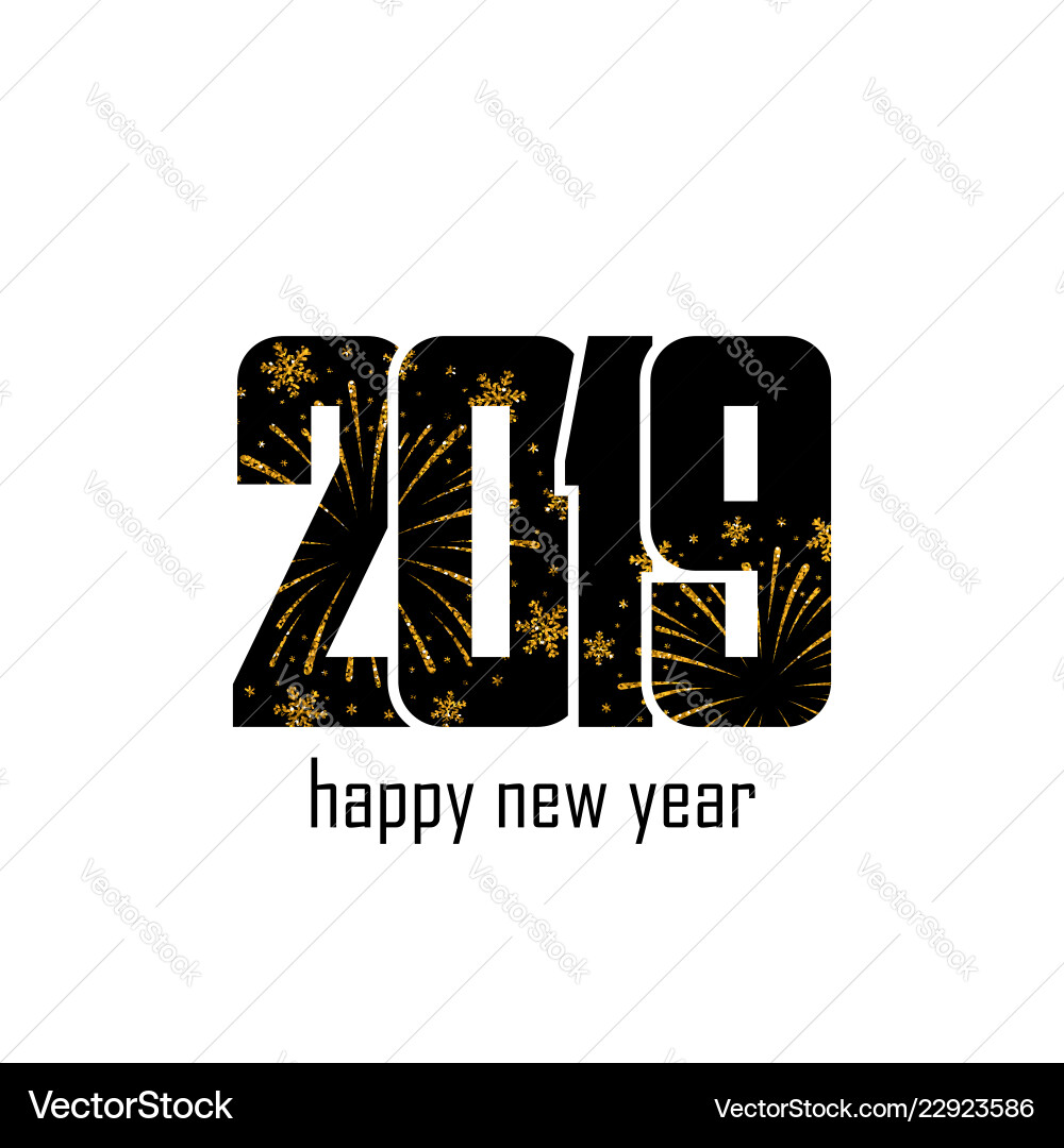 Frohes neues Jahr Karte schwarz Nummer 2019 mit Gold Frohes neues Jahr Karte schwarz Nummer 2019 mit Gold vektorbild
