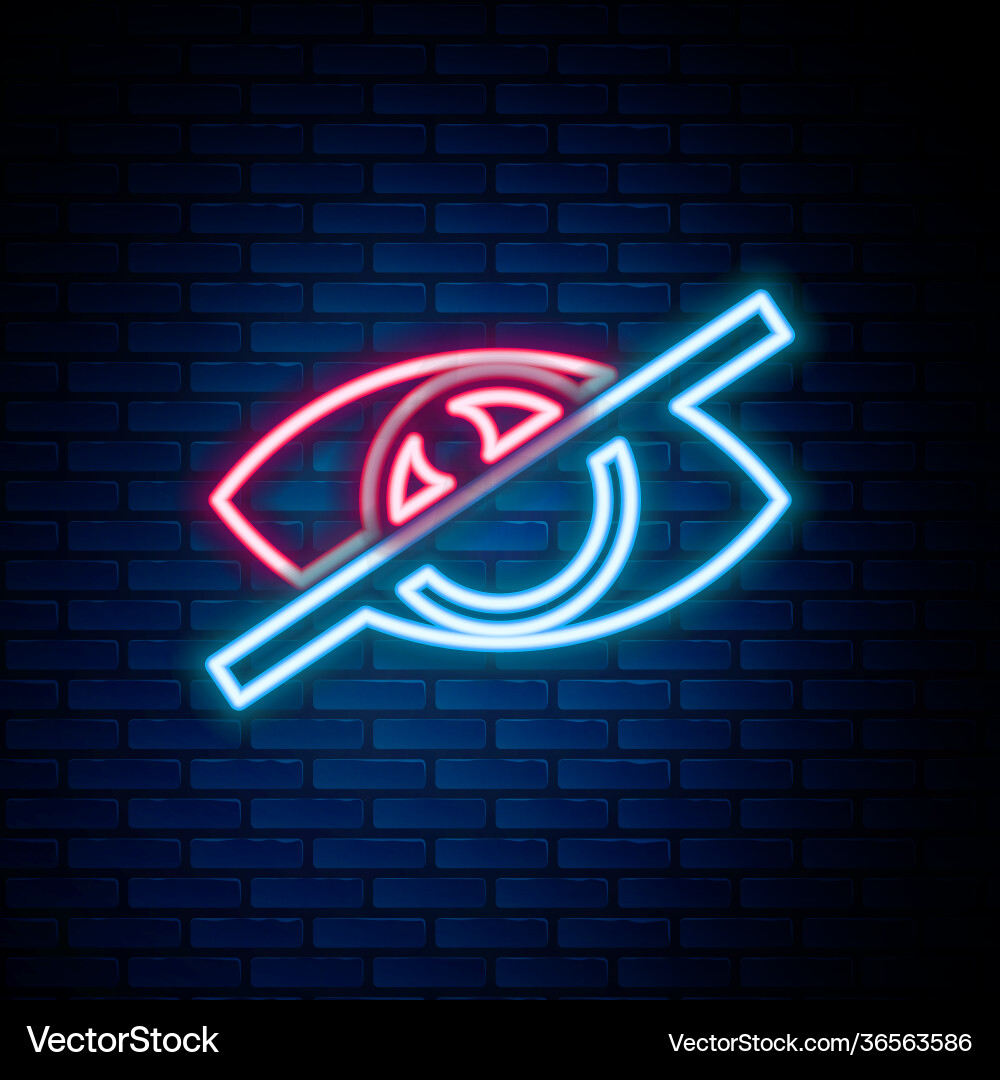 Glowing neon line invisible or hide icon isolated Vector Image