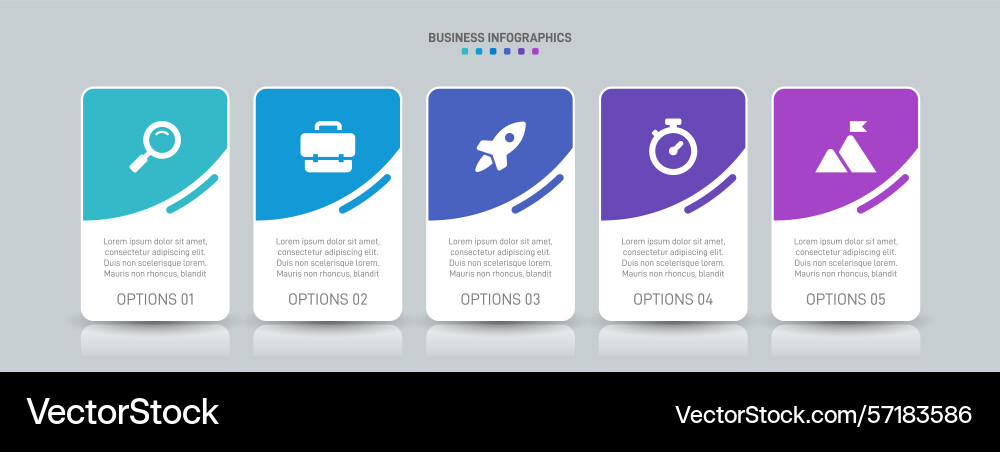 Horizontal progress bar featuring 5 arrow-shaped vector image