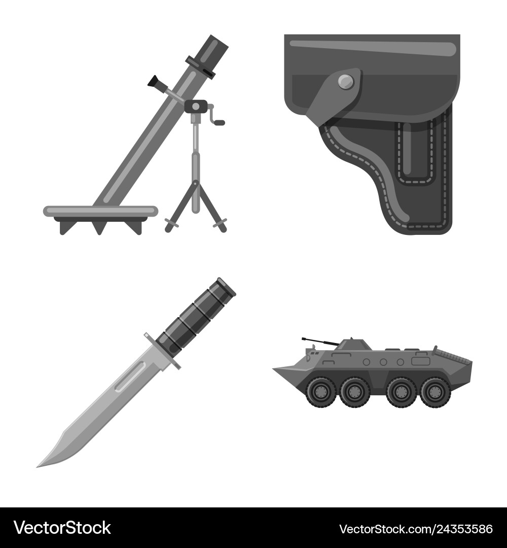 Isolated object of weapon and gun symbol set Isolated object of weapon and gun symbol set vector image