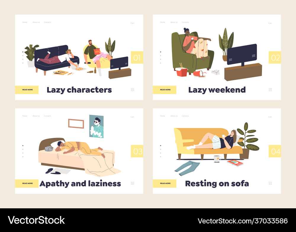 Lazy weekend concept set landing pages Lazy weekend concept set landing pages vector image