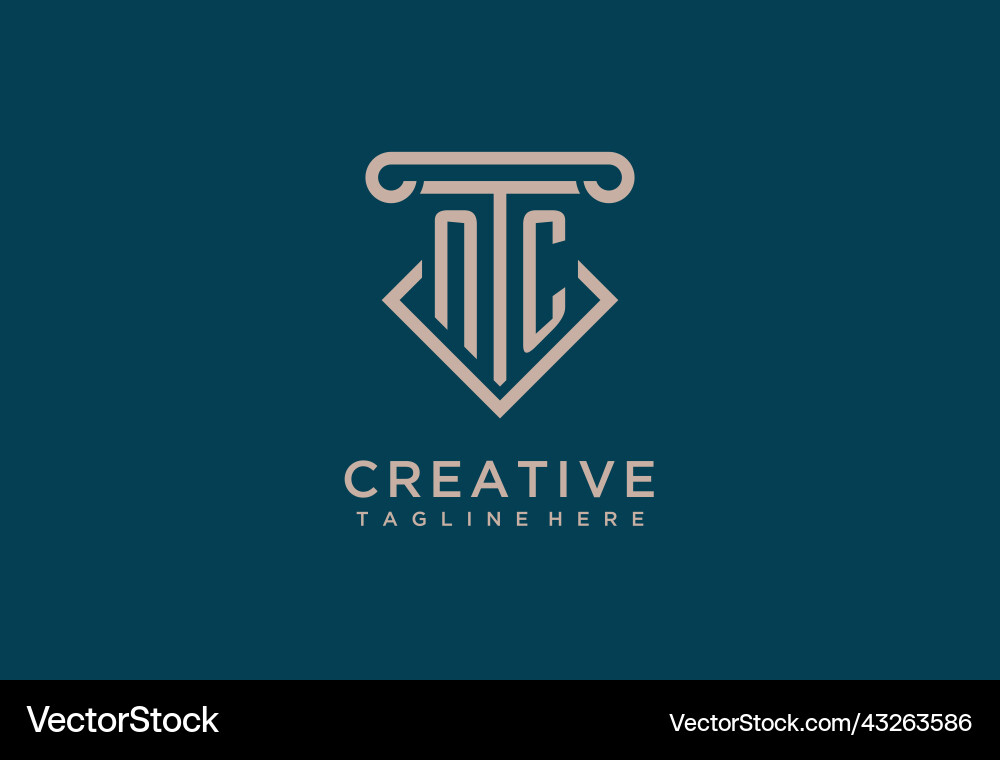 Nc initial with pillar icon design clean Vector Image