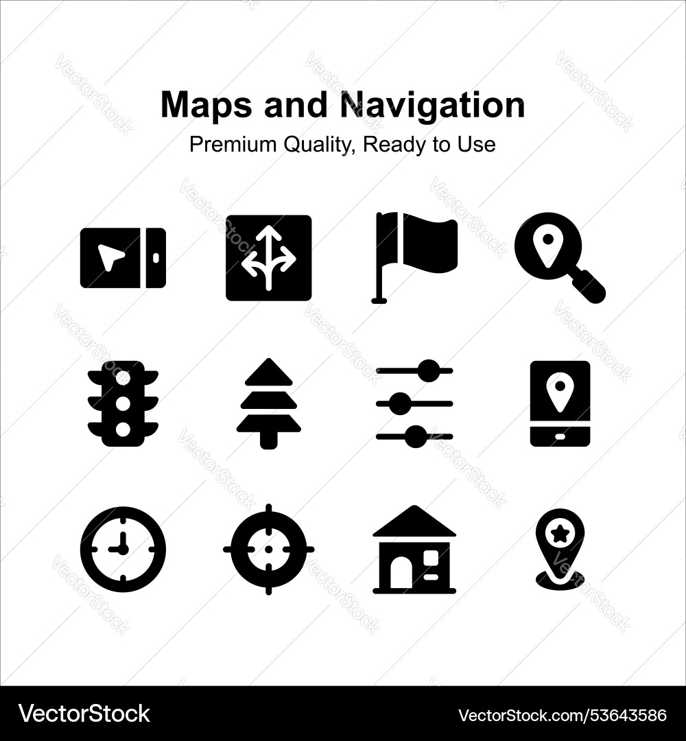 Pack of maps and navigation premium quality icons Vector Image