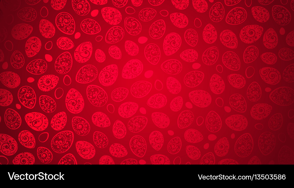 Red Easter Eggs with Curls Background vector image