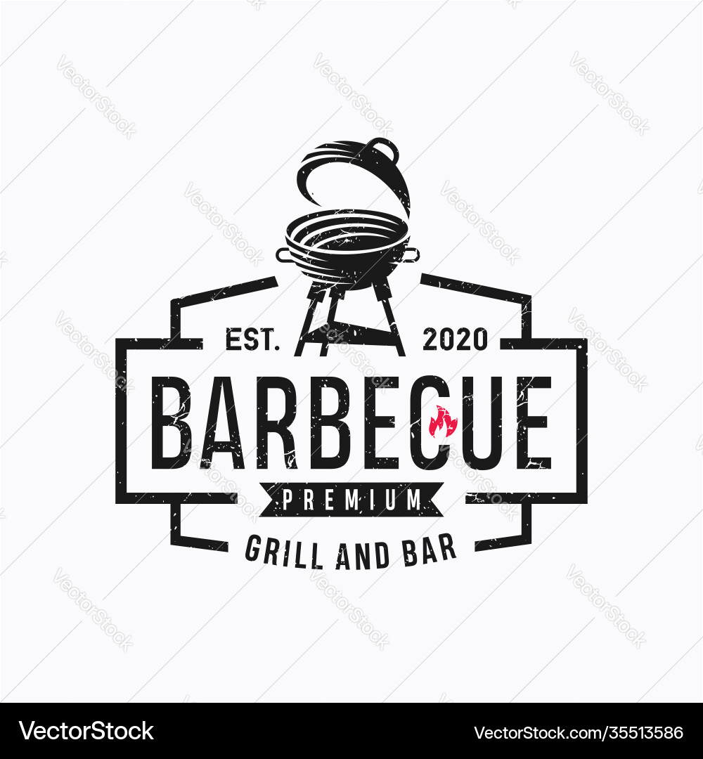 Retro Grill Logo - BBQ Emblem Vector Image