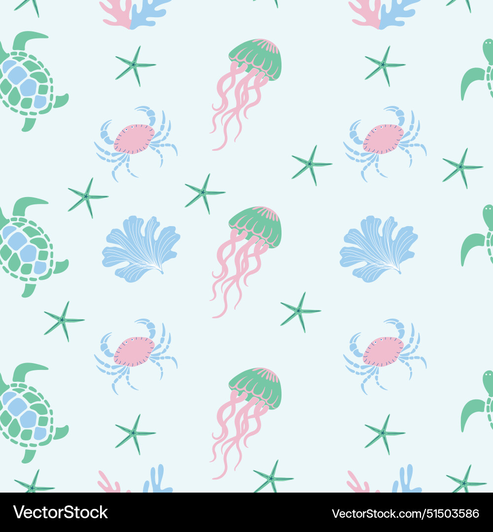 Seamless pattern with jellyfish Vector Image