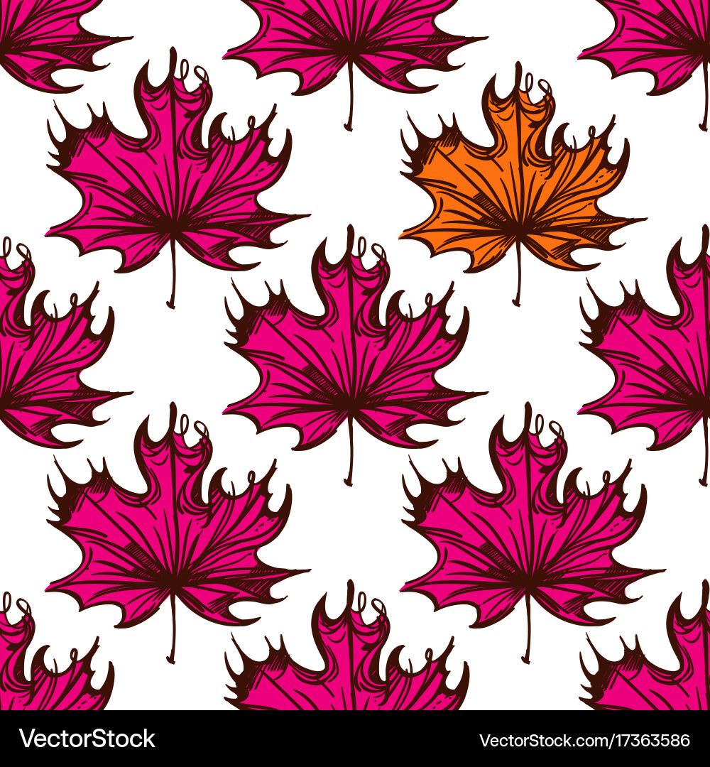 Seamless pattern with maple leaves of red color vector image