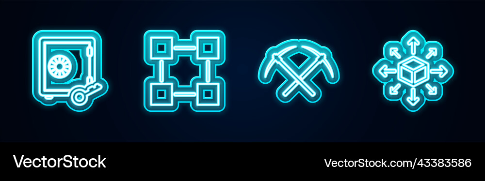 Set line proof of stake blockchain technology Vector Image
