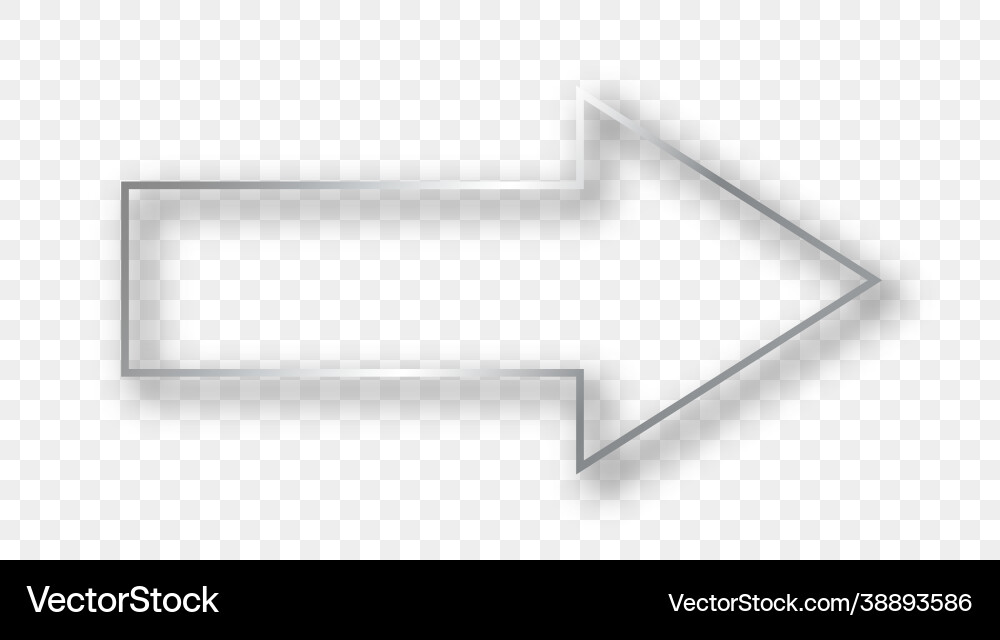 Silver glowing arrow shape frame with shadow Silver glowing arrow shape frame with shadow vector image