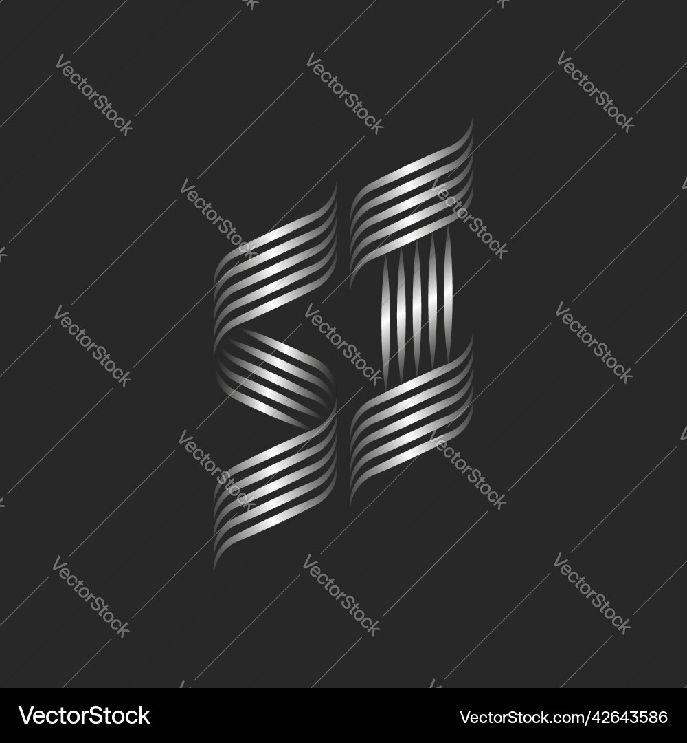 Smooth curves curls initials si or is union Vector Image