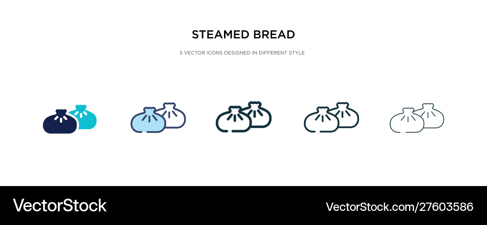 Steamed bread icon in different style two vector image