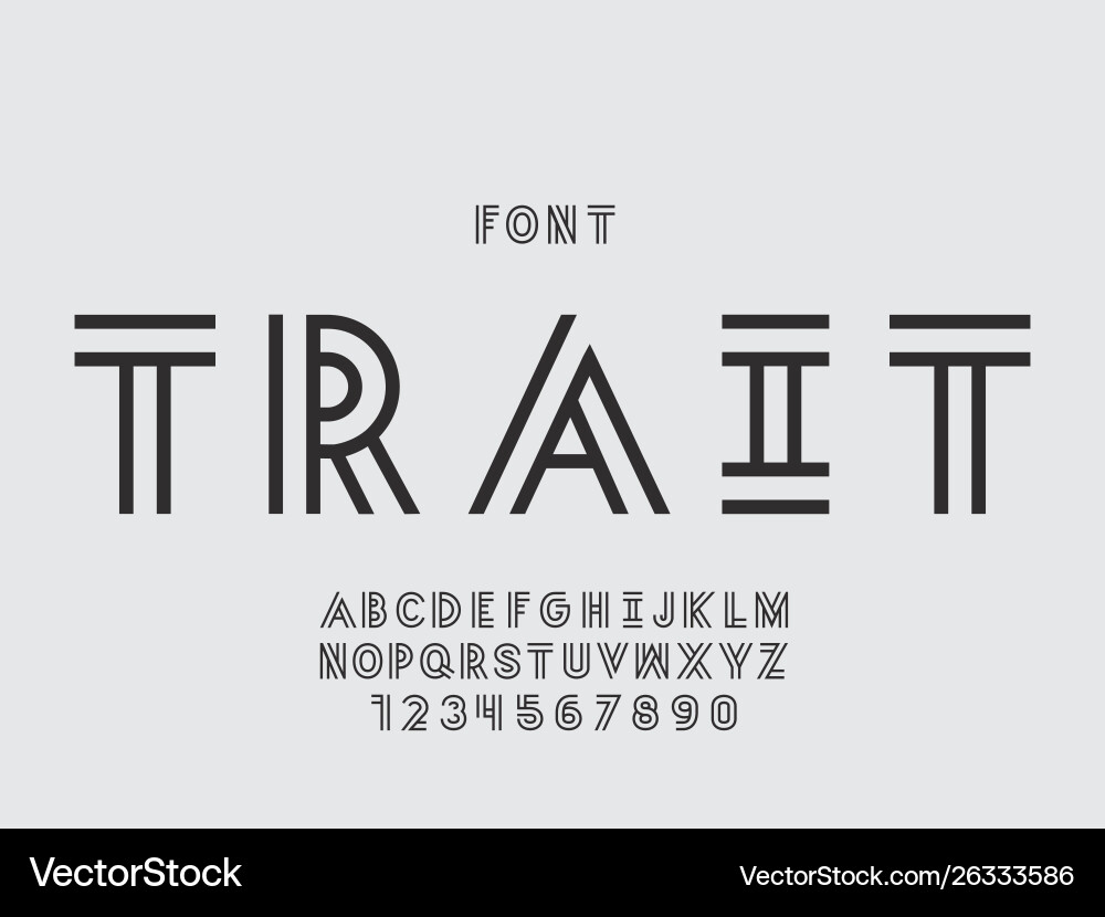 Trait Font Alphabet Set Vector Image