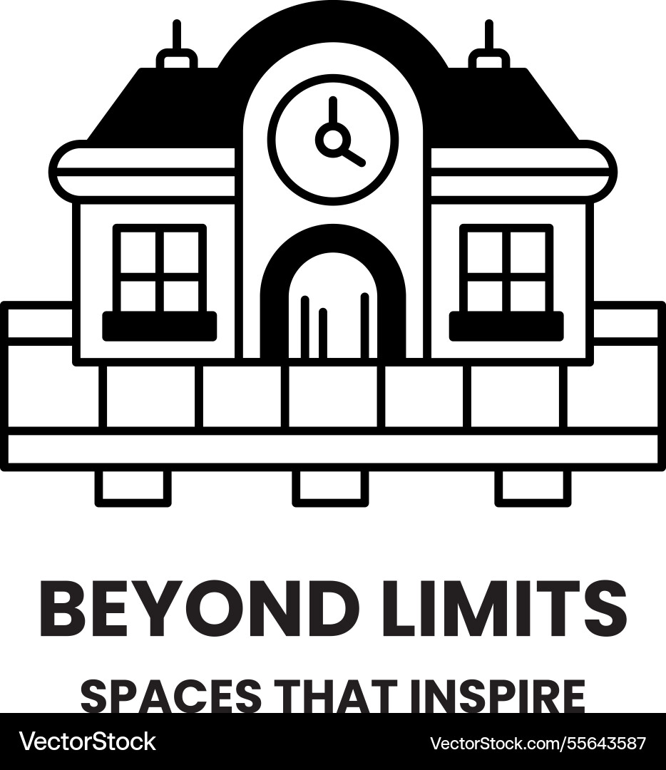 A building with clock on it that says beyond A building with clock on it that says beyond vector image